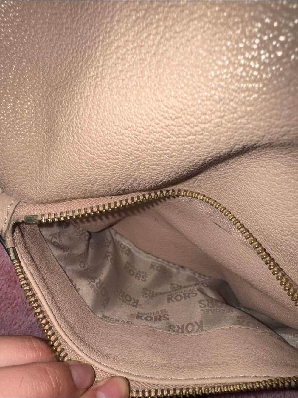 Michael Kors Blush Leather Shoulder Bag with Gold Hardware