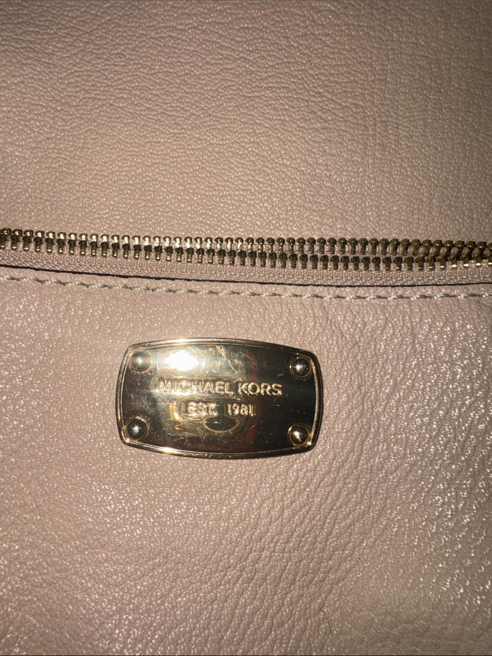 Michael Kors Blush Leather Shoulder Bag with Gold Hardware