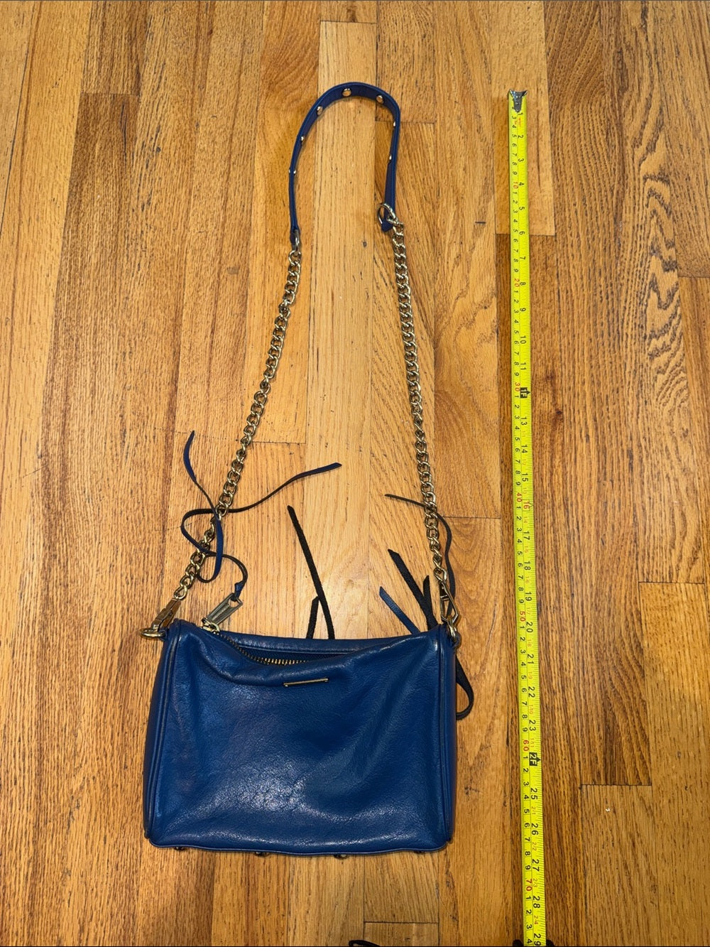 Rebecca Minkoff Blue Leather Crossbody Bag with Gold Chain
