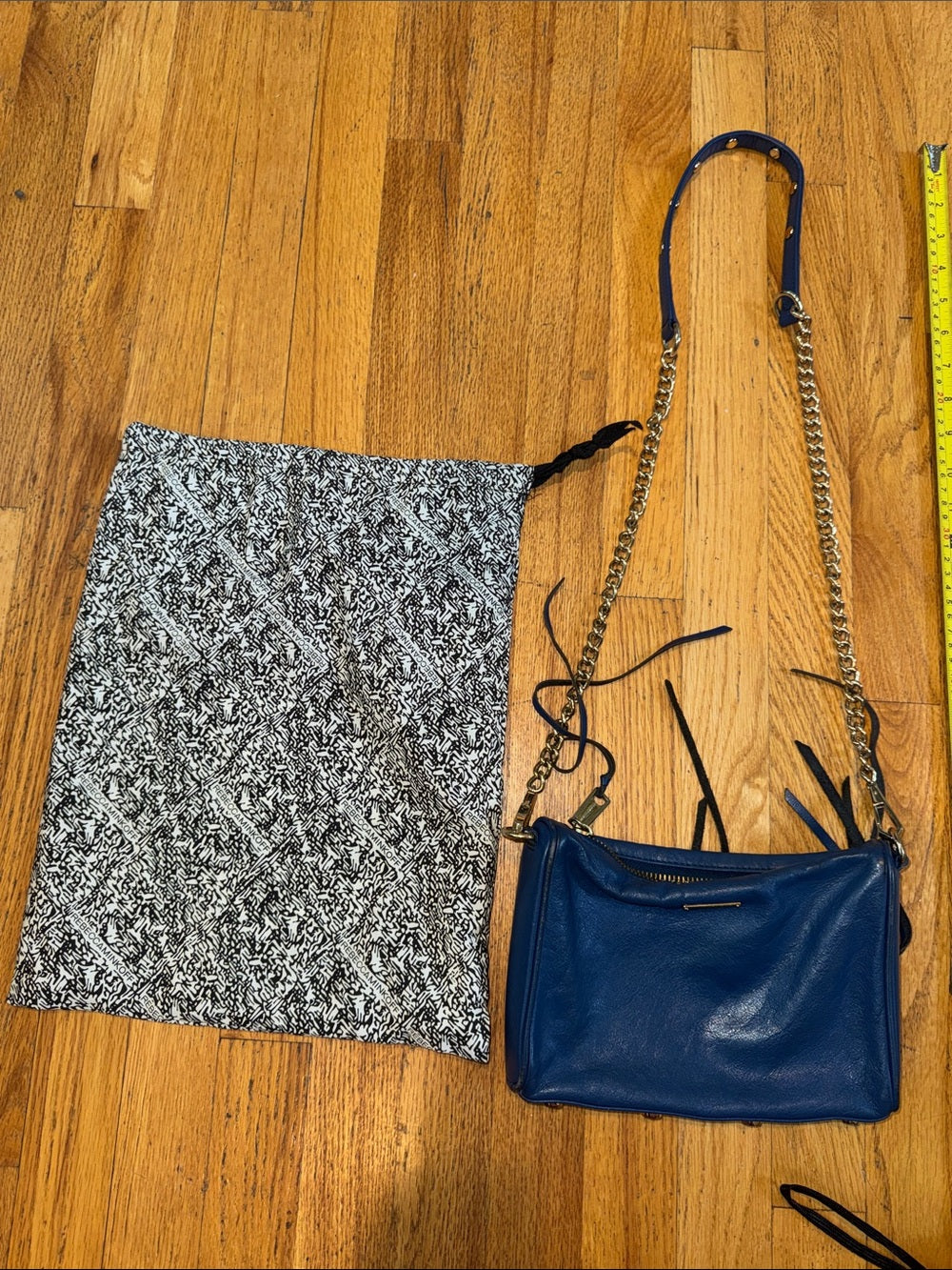 Rebecca Minkoff Blue Leather Crossbody Bag with Gold Chain