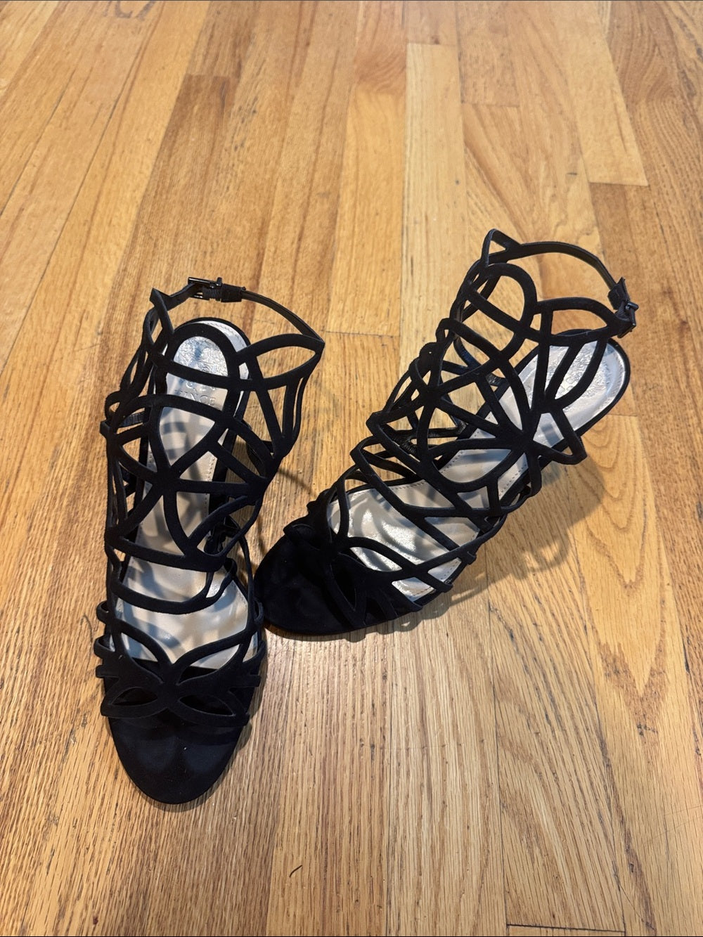 Vince Camuto Black Strappy Cage High-Heel Sandals - Women’s 10