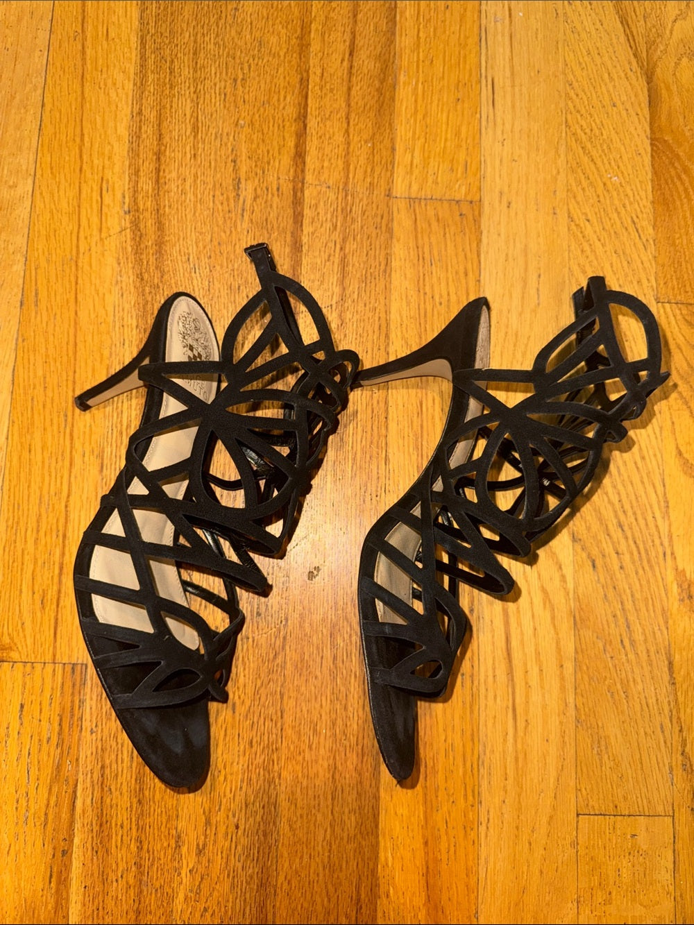 Vince Camuto Black Strappy Cage High-Heel Sandals - Women’s 10