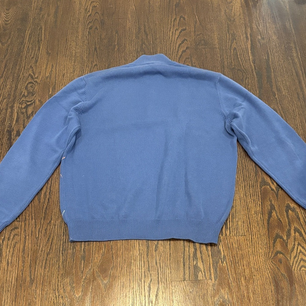 Hickey Freeman Men’s Blue Argyle Quarter Zip Sweater Size Medium