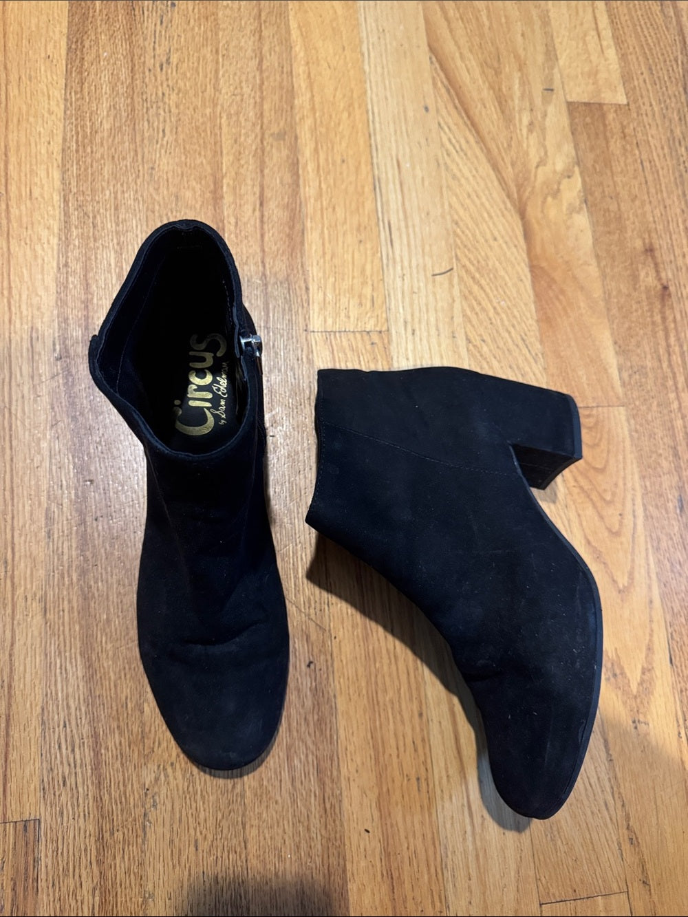 Circus By Sam Edelman Black Suede Ankle Booties with Block Heel Women’s 9.5