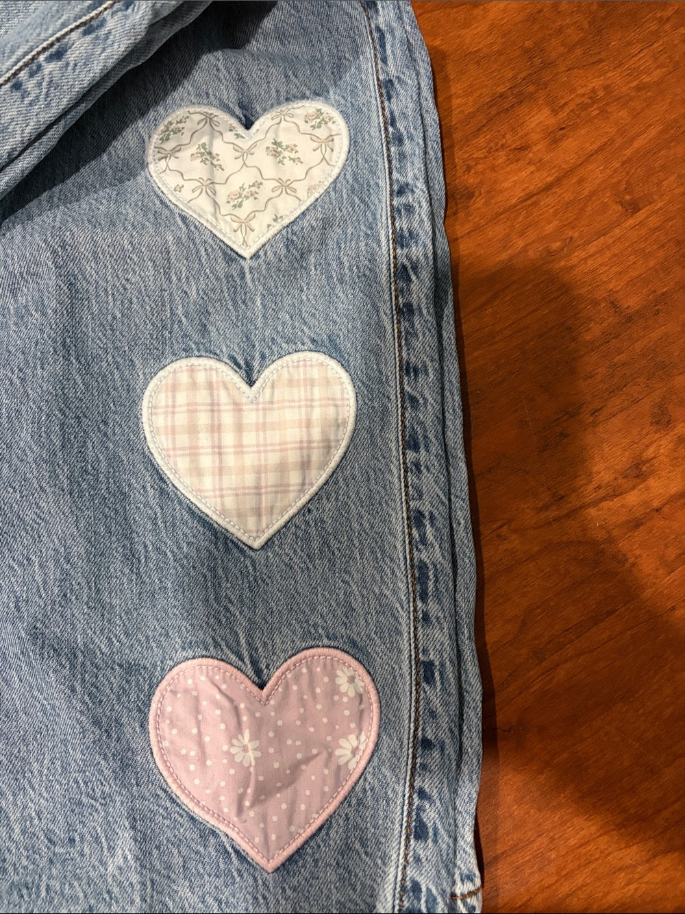 Abercrombie Girls Light Blue Women's Heart Patch Straight-Leg Jeans Size 13/14