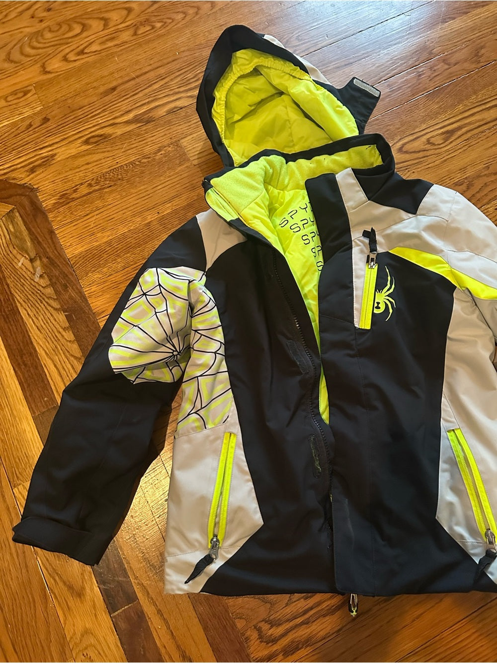 Spyder Kids Neon Yellow & Black Winter Jacket Size 12
