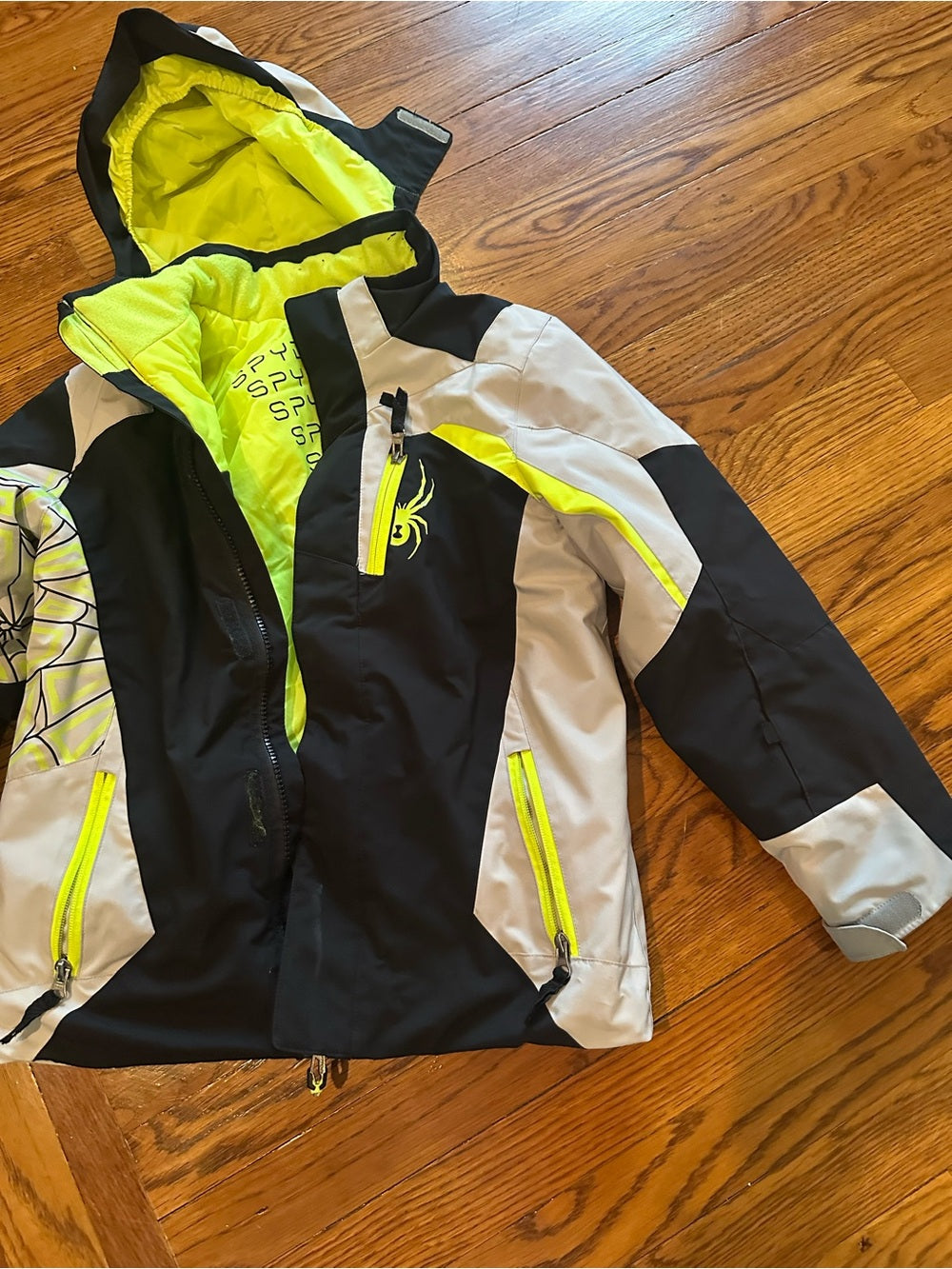 Spyder Kids Neon Yellow & Black Winter Jacket Size 12