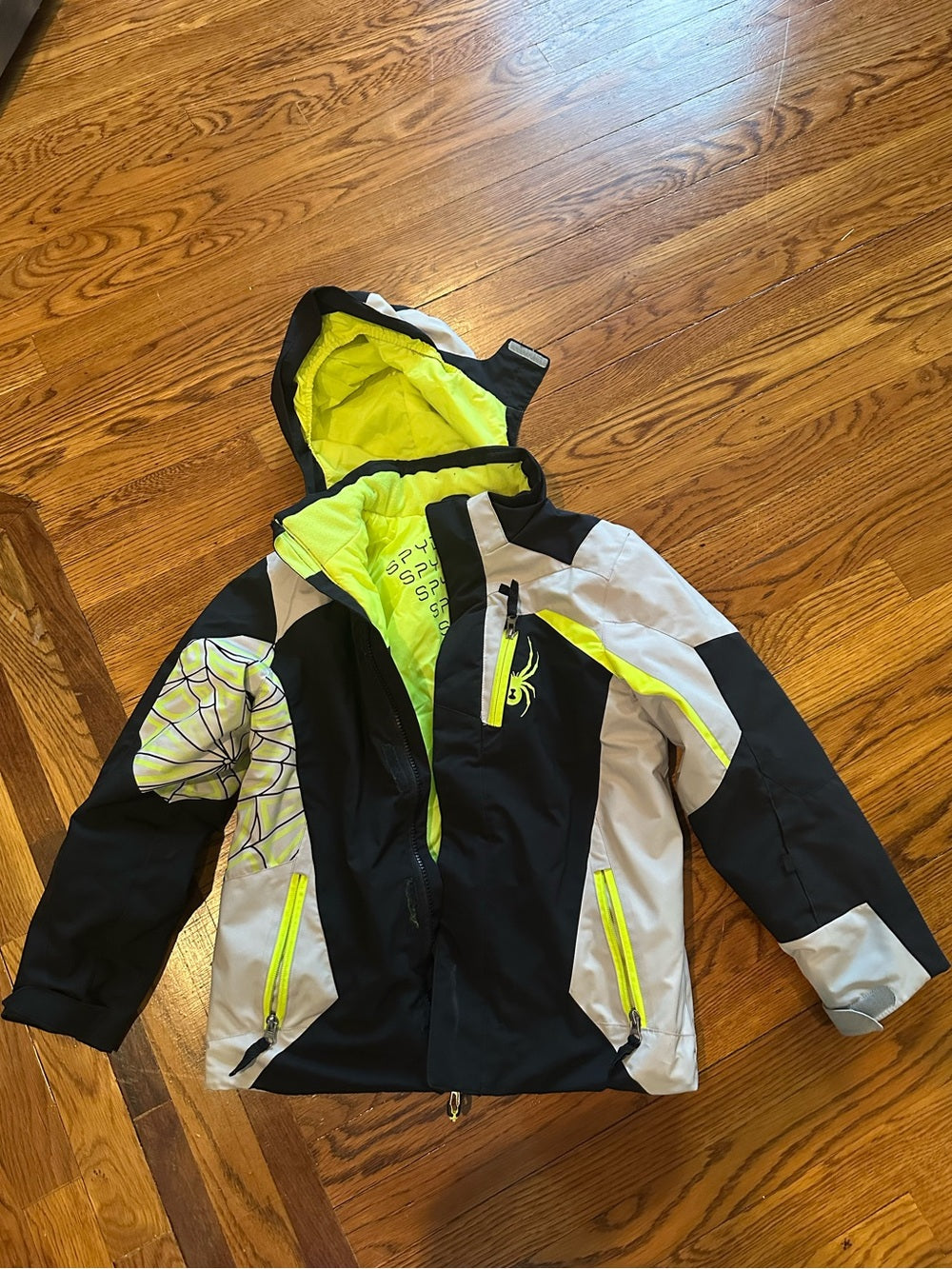Spyder Kids Neon Yellow & Black Winter Jacket Size 12