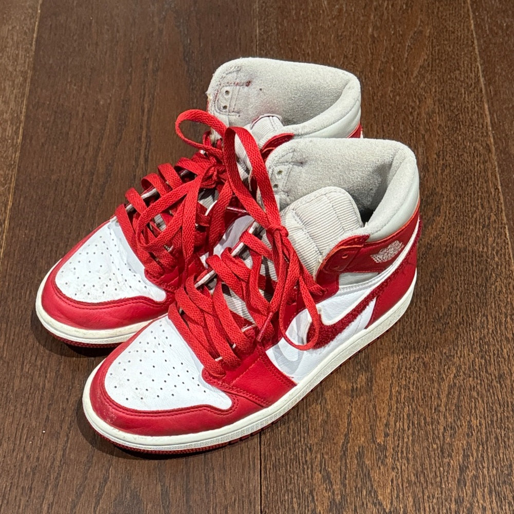 Air Jordan Men’s Red and White High-Top Sneakers Size 7