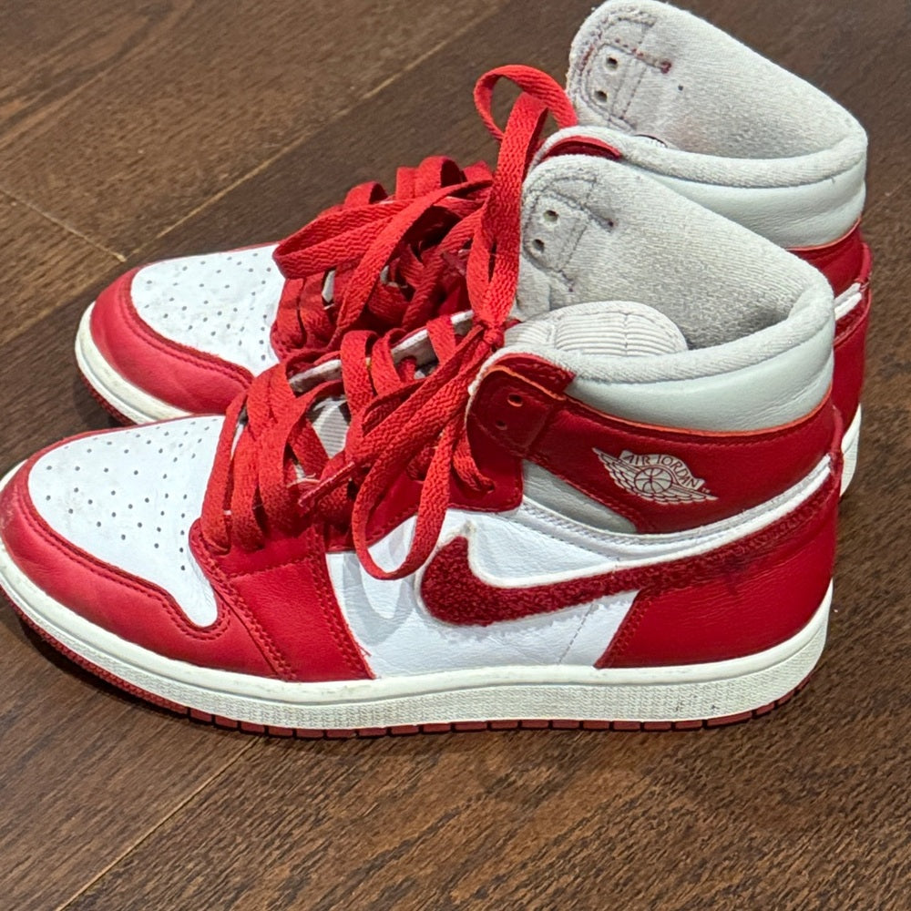 Air Jordan Men’s Red and White High-Top Sneakers Size 7