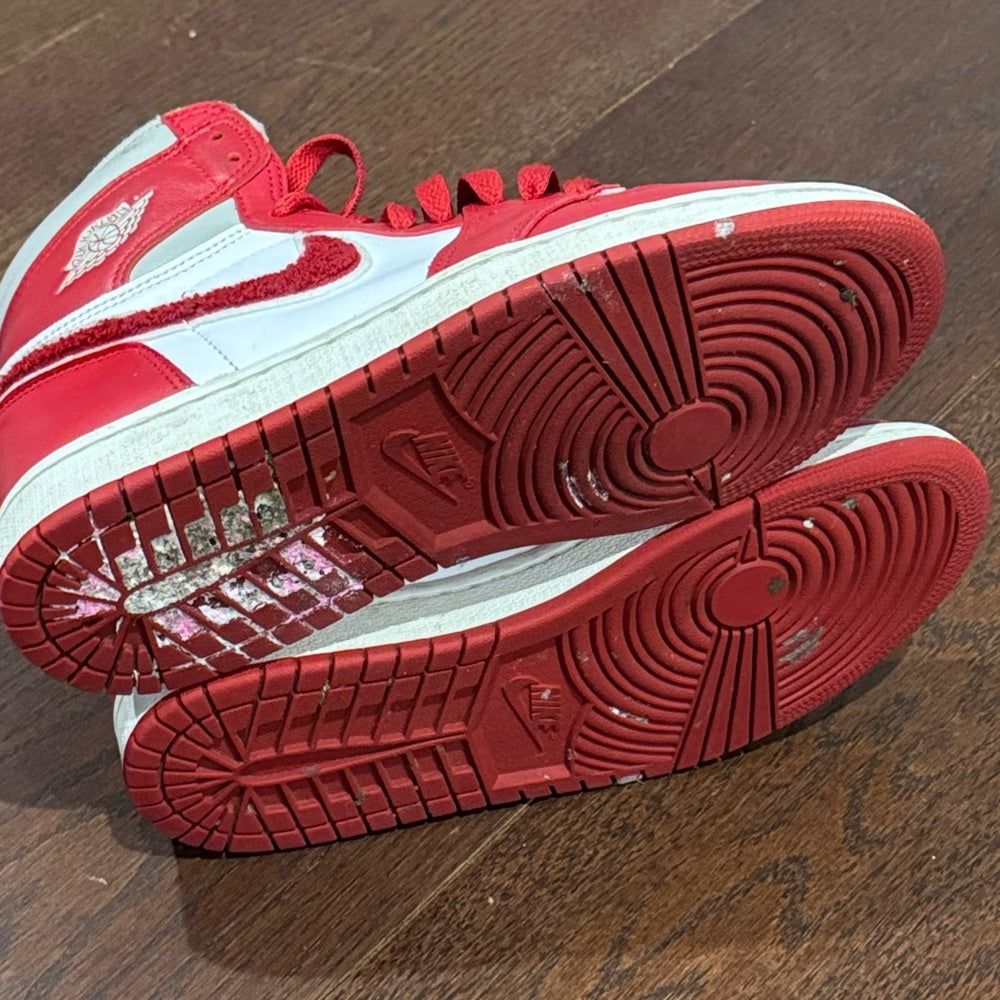 Air Jordan Men’s Red and White High-Top Sneakers Size 7