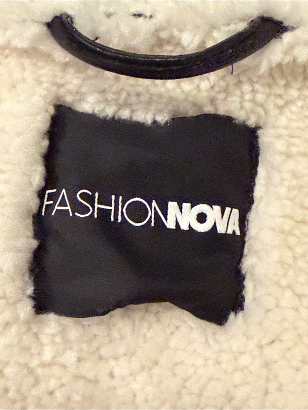Fashion Nova Women’s Black Faux Leather Cropped Jacket - White Trim Size S