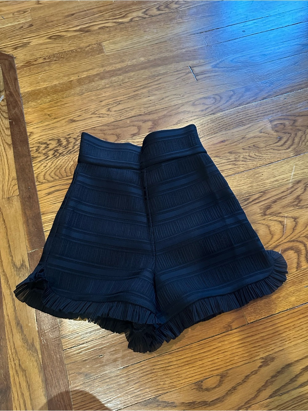 NWT Maje Black High-Waist Ruffled Shorts Size 36