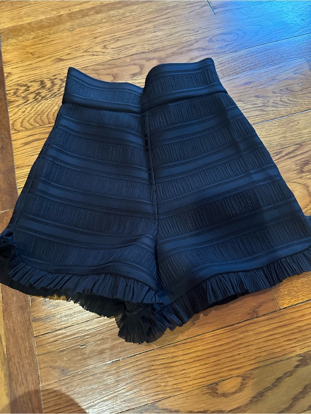 NWT Maje Black High-Waist Ruffled Shorts Size 36