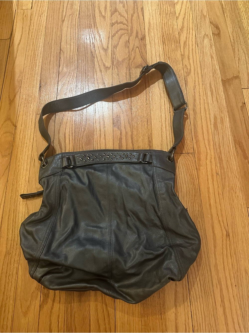 Banana Republic Grey Studded Leather Shoulder Bag