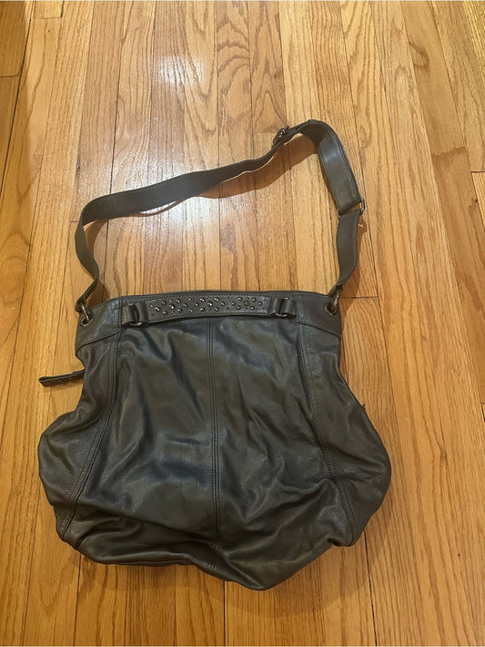 Banana Republic Grey Studded Leather Shoulder Bag