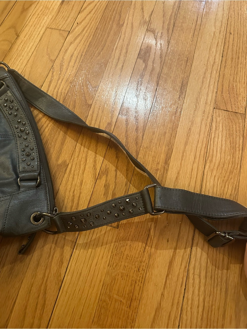 Banana Republic Grey Studded Leather Shoulder Bag