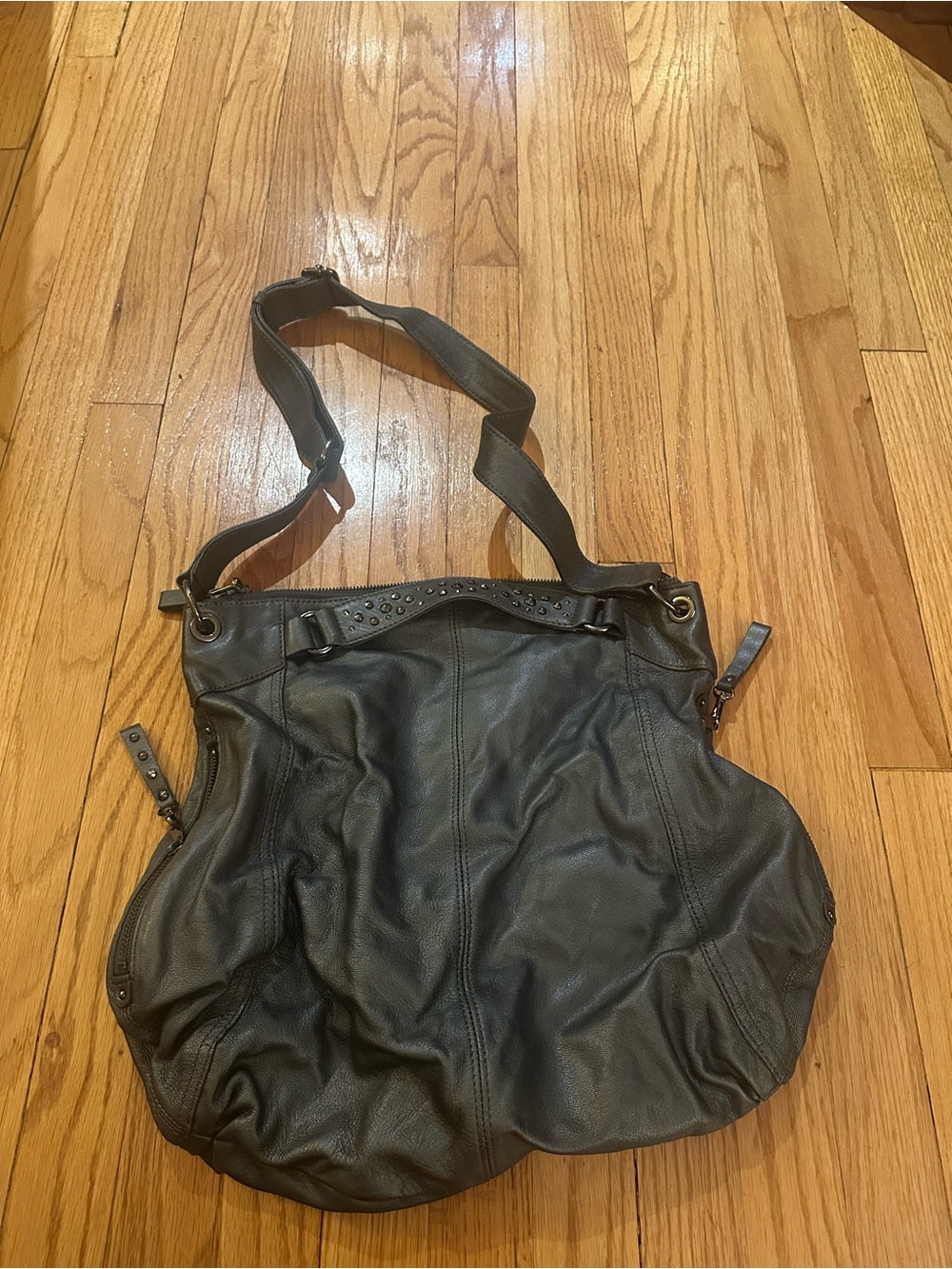 Banana Republic Grey Studded Leather Shoulder Bag