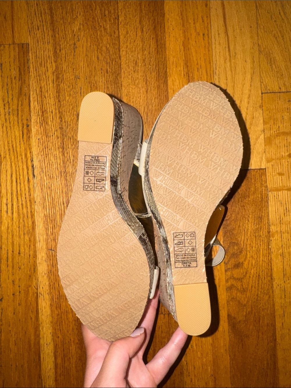 White House Black Market Women’s Wedge Sandals with Snake-Print Details Size 8.5