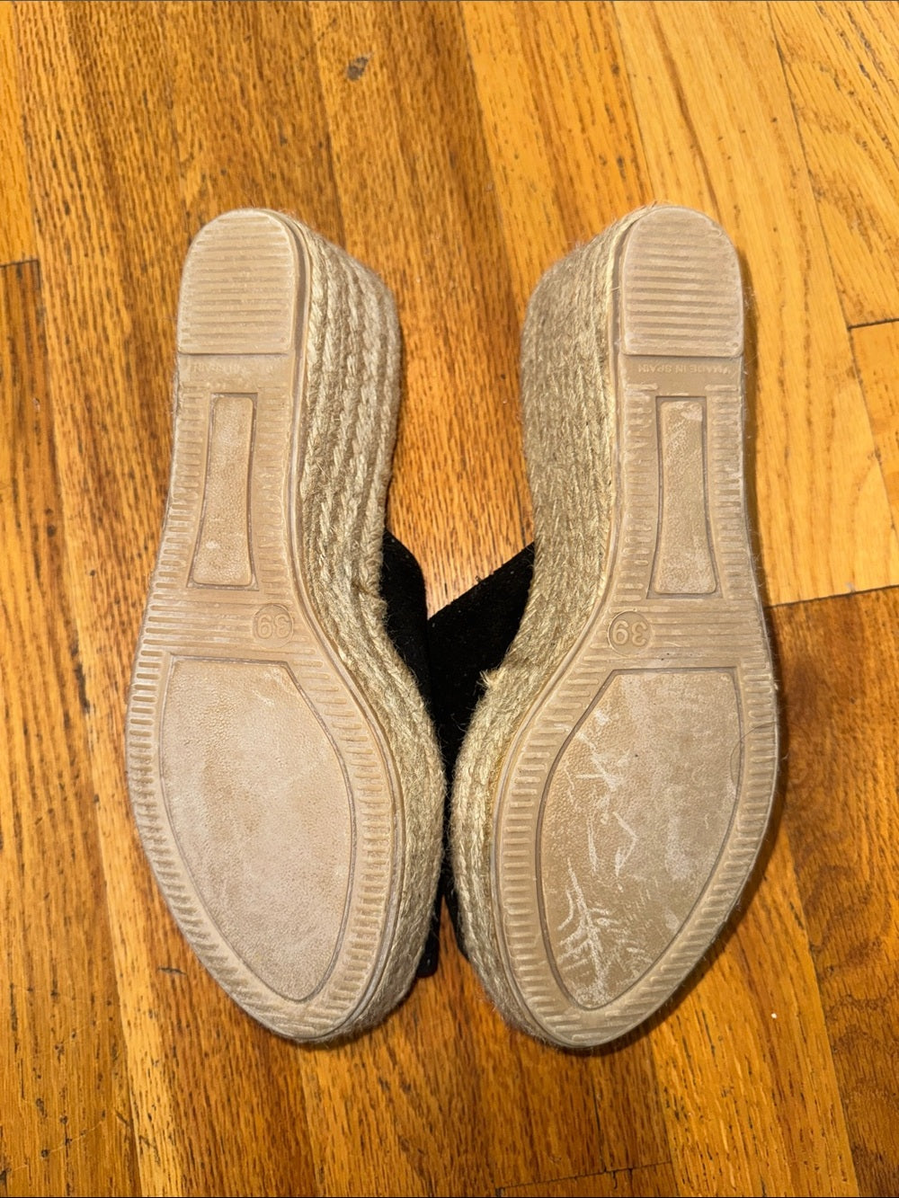 Neiman Marcus Canvas Black Espadrille Wedge Slide Sandals Women’s 8.5