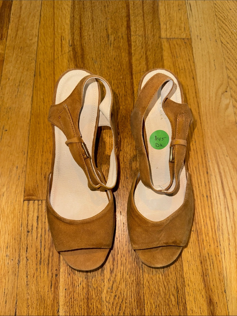Barney’s New York Women's Suede Tan Platform Block Heel Sandals Size 9