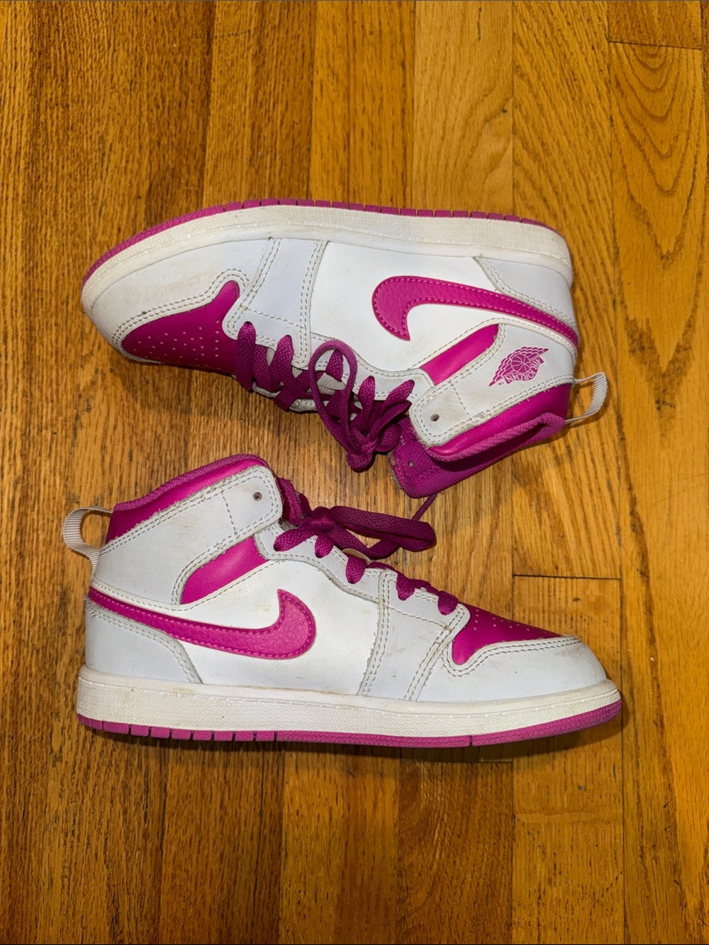 Nike White and Pink High-Top Sneakers Kids 2