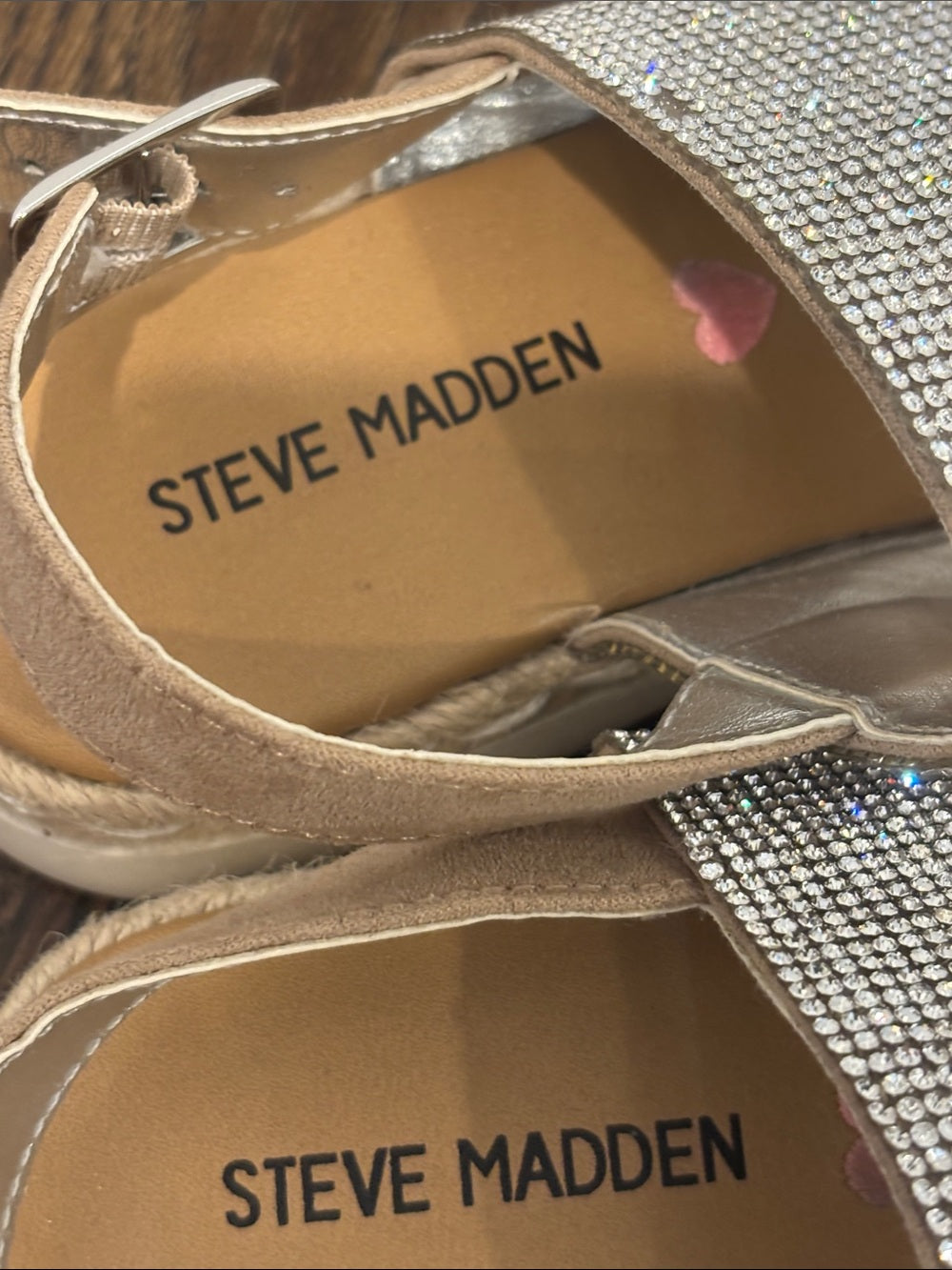 Steve Madden Girls Silver Rhinestone Platform Sandals Size 2
