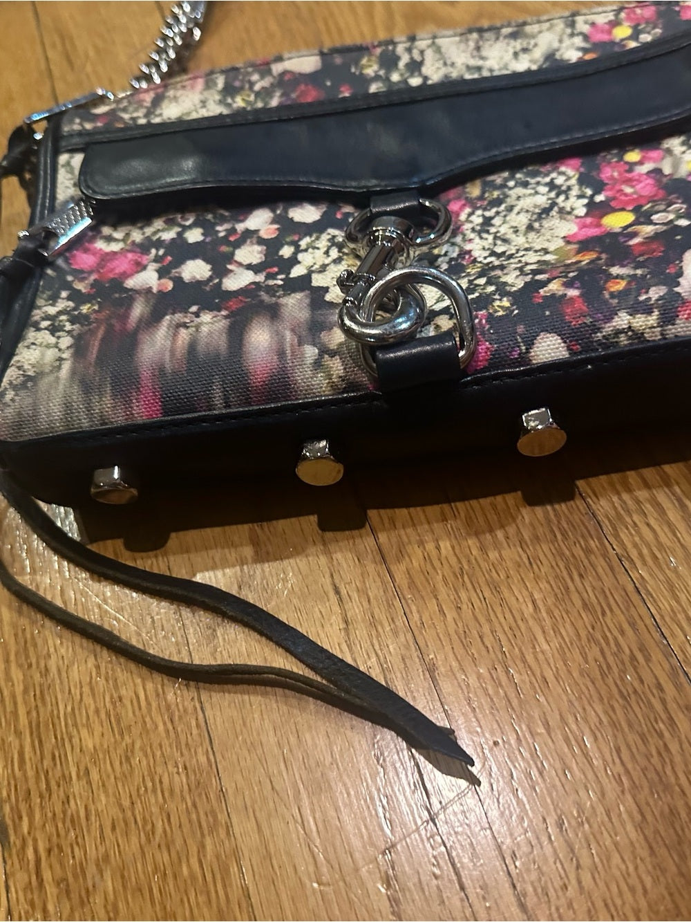 Rebecca Minkoff Floral Print Leather Crossbody Bag - Black