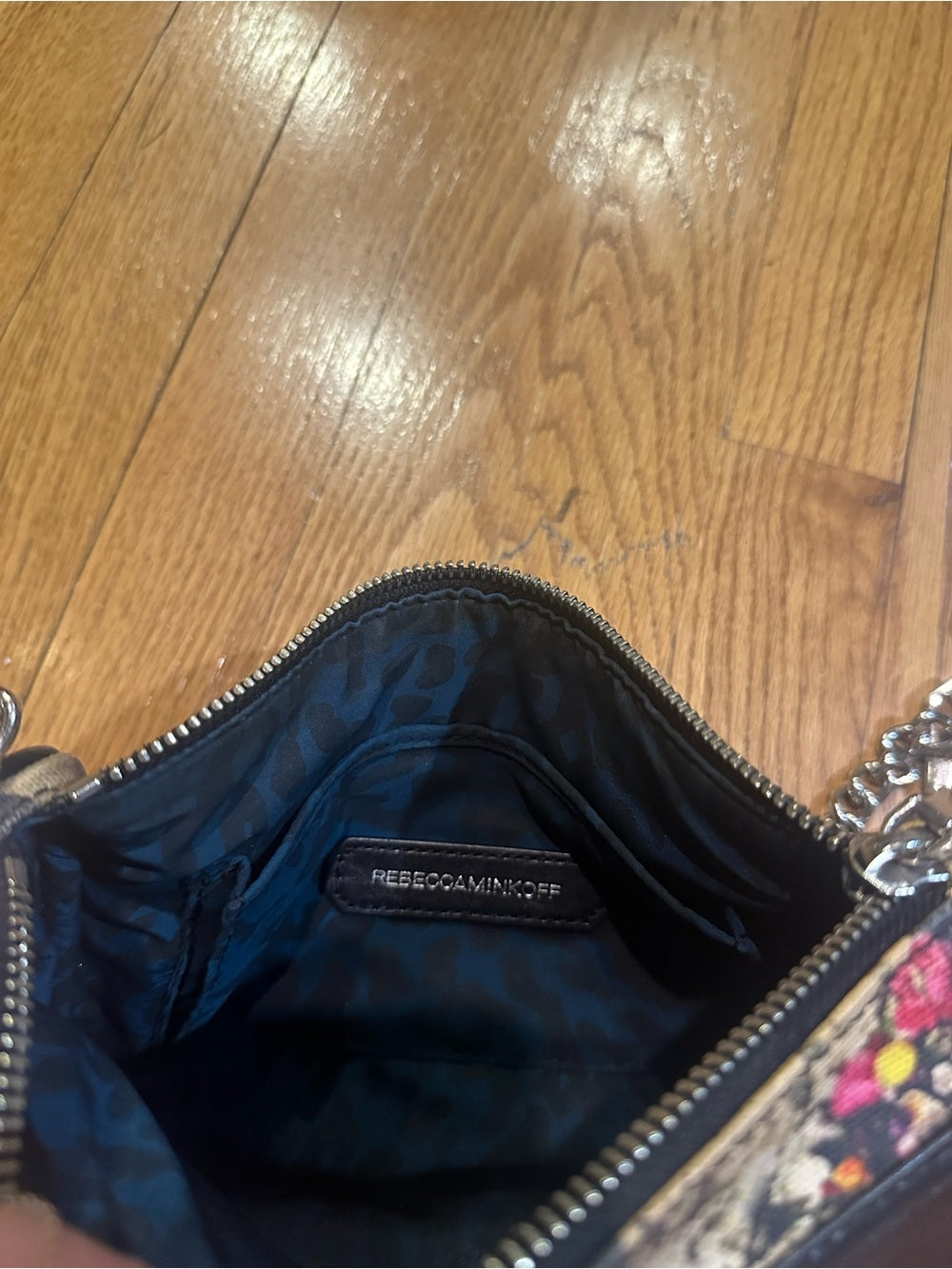 Rebecca Minkoff Floral Print Leather Crossbody Bag - Black