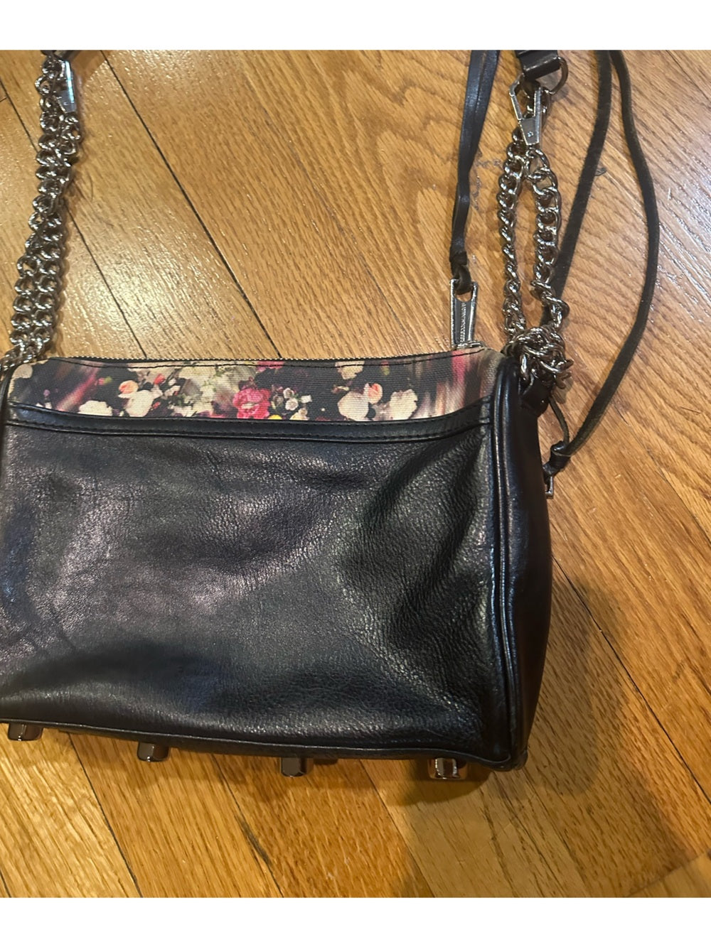 Rebecca Minkoff Floral Print Leather Crossbody Bag - Black