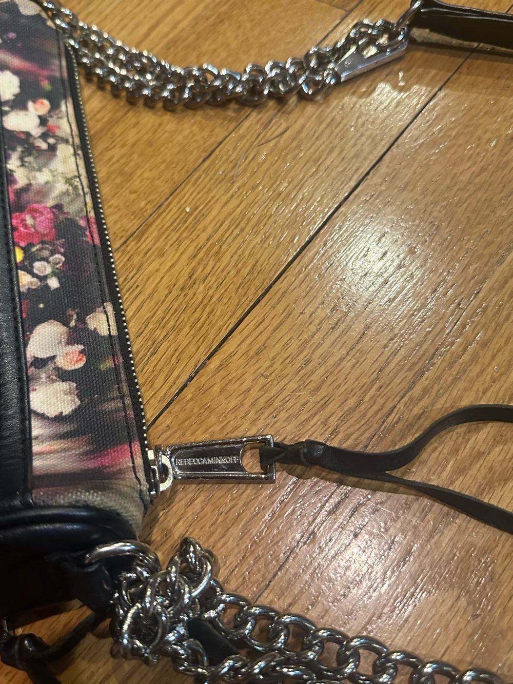 Rebecca Minkoff Floral Print Leather Crossbody Bag - Black