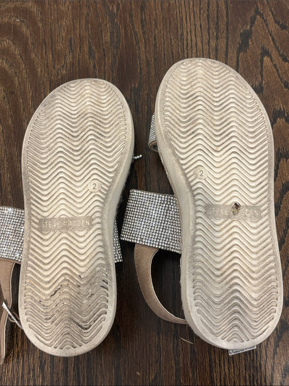 Steve Madden Girls Silver Rhinestone Platform Sandals Size 2