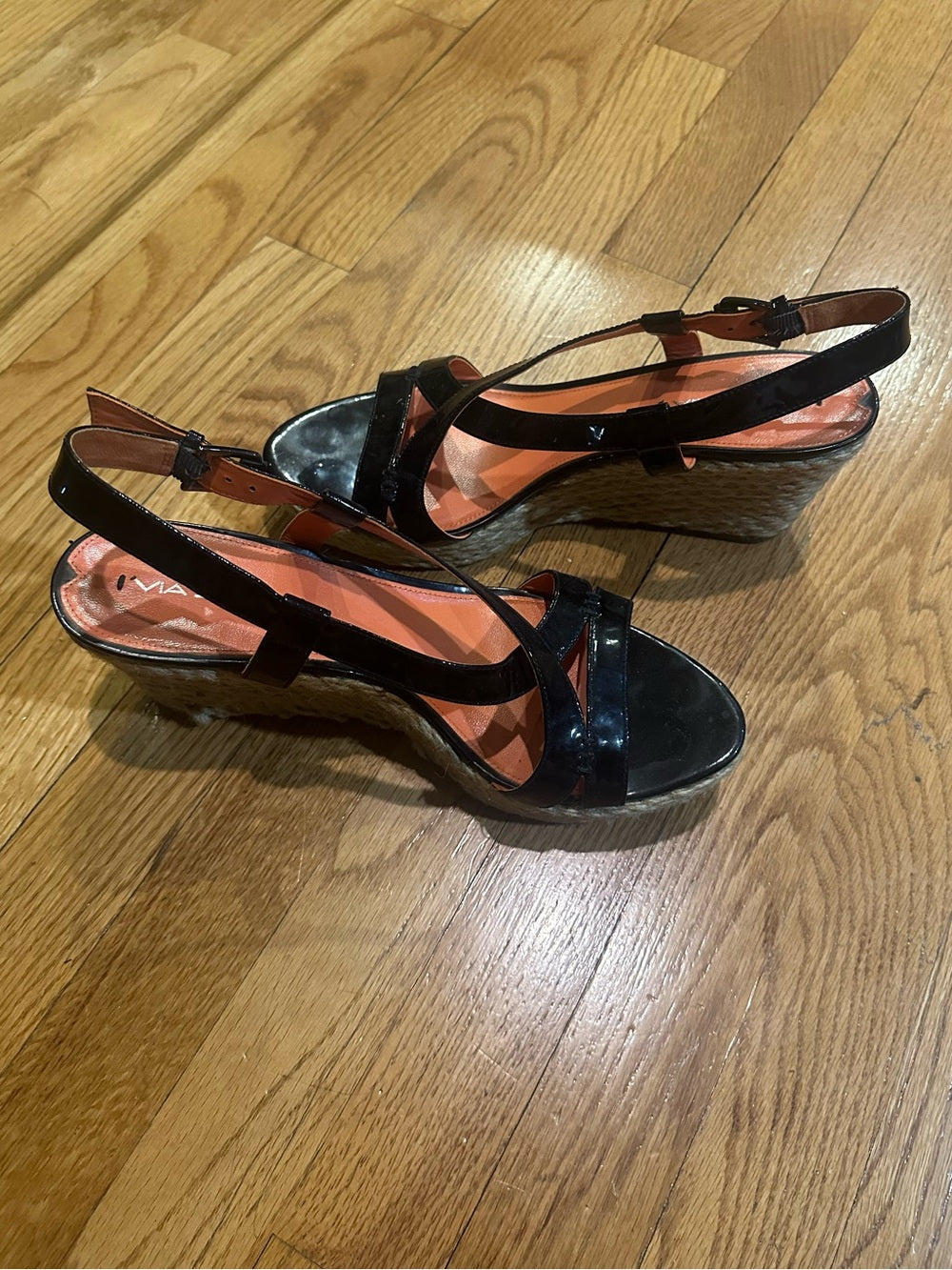 Via Spiga Black Wedge Sandals - Women's Slingback Wedges Size 10