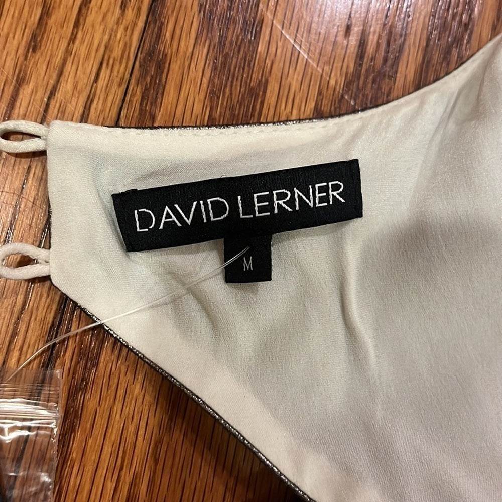 NWT David Lerner Woman’s White/Gold Open Back Dress Size M