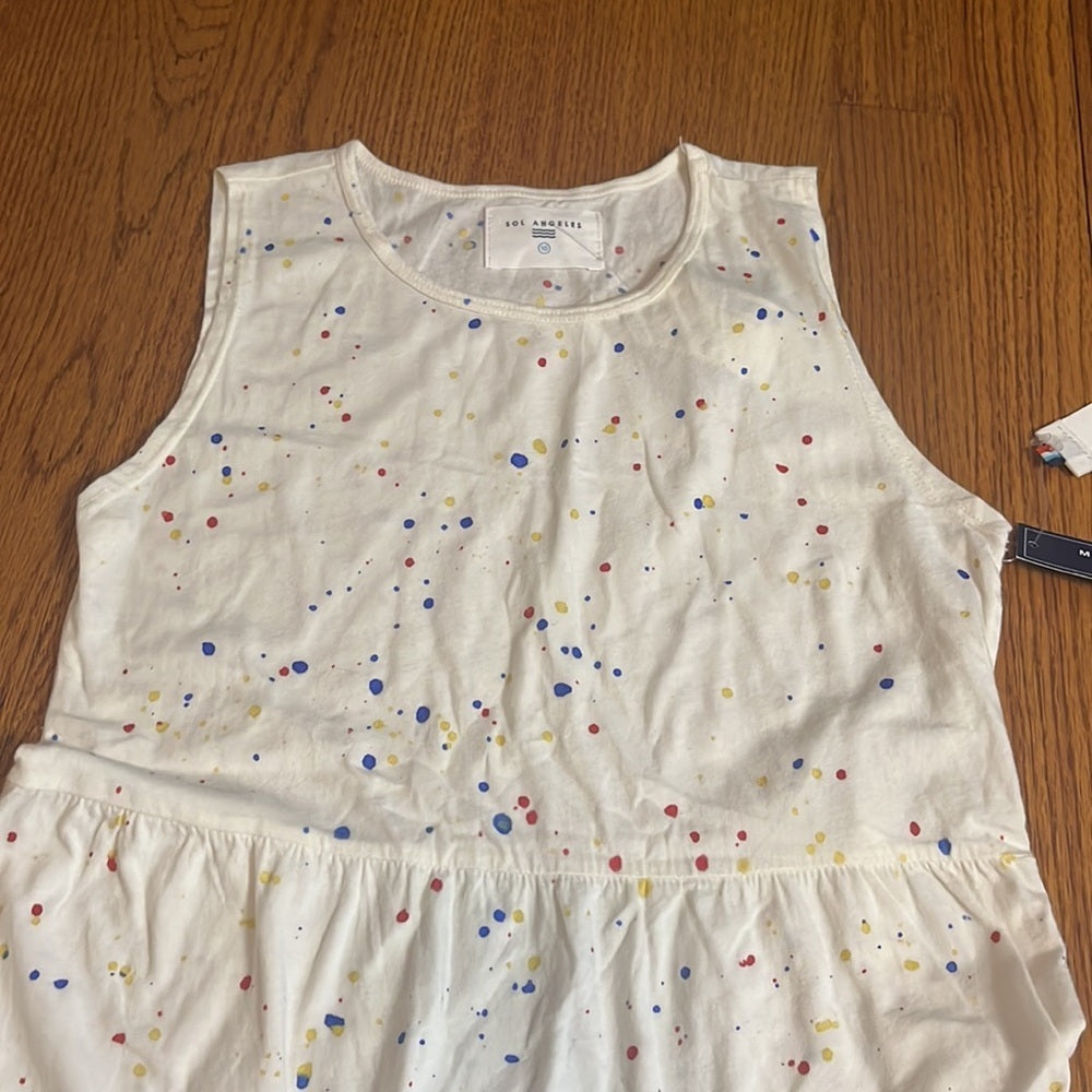 NWT Sol Angeles Girl’s Cream Splatter Dress Size 10