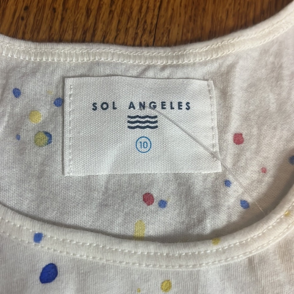 NWT Sol Angeles Girl’s Cream Splatter Dress Size 10