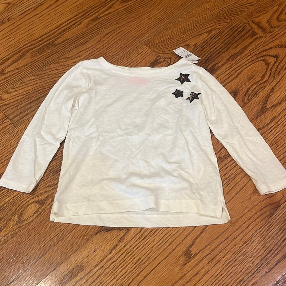 NWT Crewcuts Girl’s White Star Long Sleeve Size 4-5