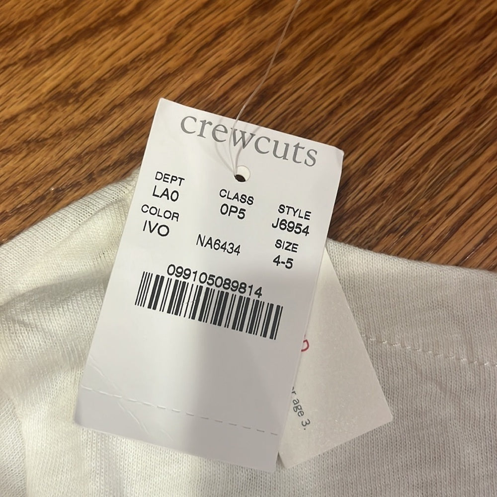 NWT Crewcuts Girl’s White Star Long Sleeve Size 4-5