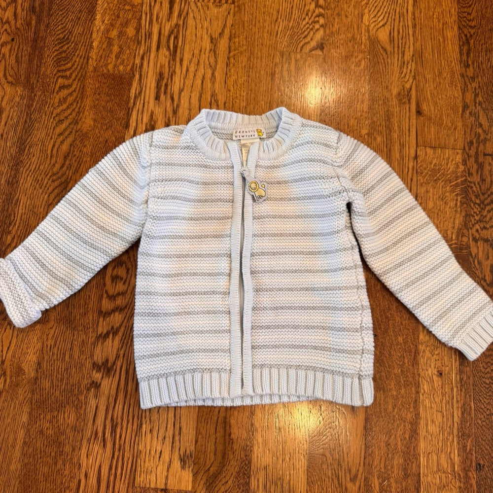 Barneys New York Light Blue Striped Kids Sweater Size 12-18M