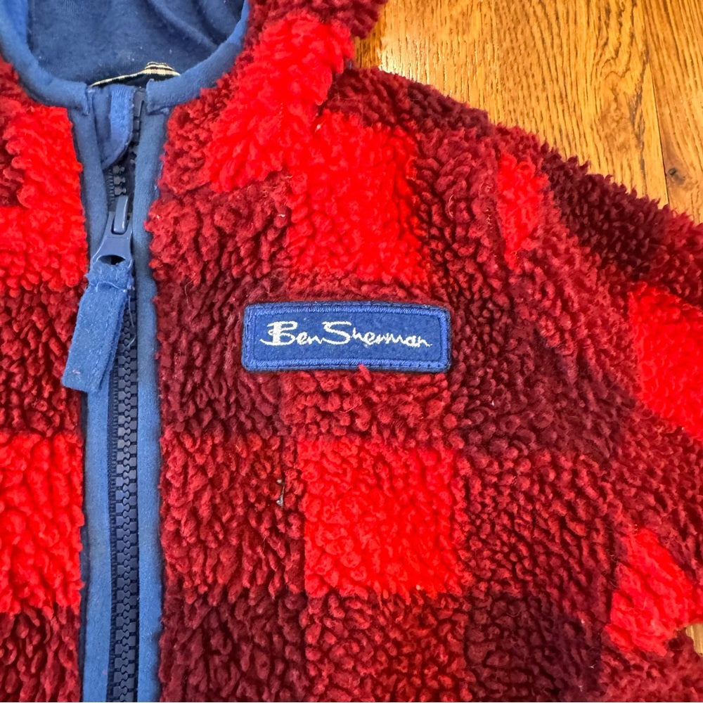 Ben Sherman Kids Red and Blue Fleece Jacket Size 18M