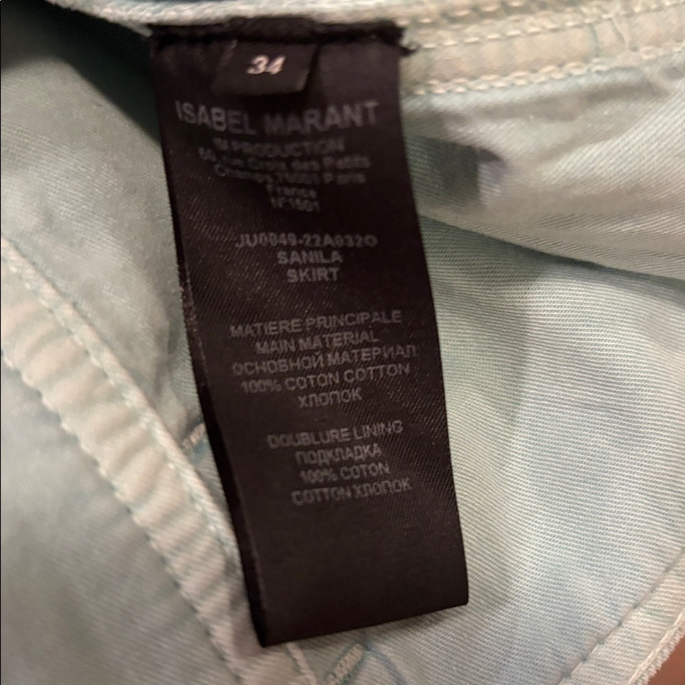Isabel Marant Women’s Light Blue Denim Skirt With Belt Size 34/2