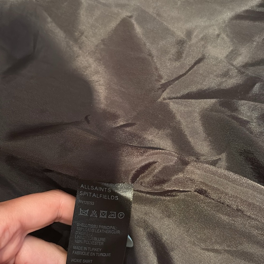 All Saints Woman’s Black Leather Skirt Size US 6