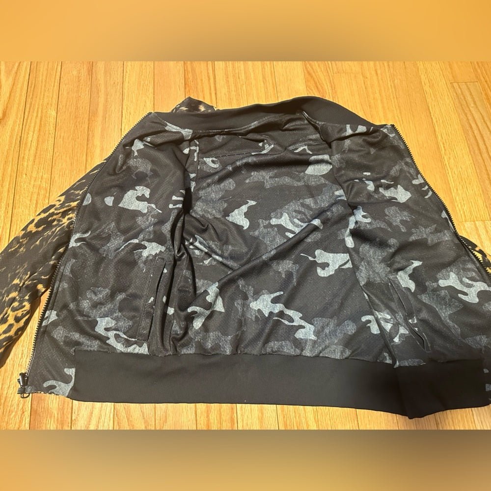 Leopard and Camouflage Print Reversible Women's Jacket