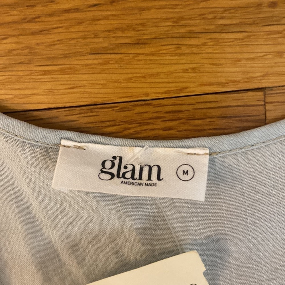 NWT Glam Women’s Blue Cold Shoulder Blouse Size M