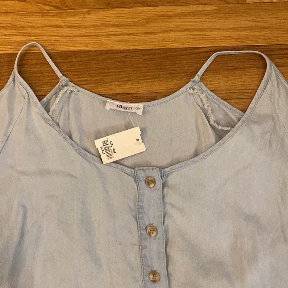 NWT Glam Women’s Blue Cold Shoulder Blouse Size M