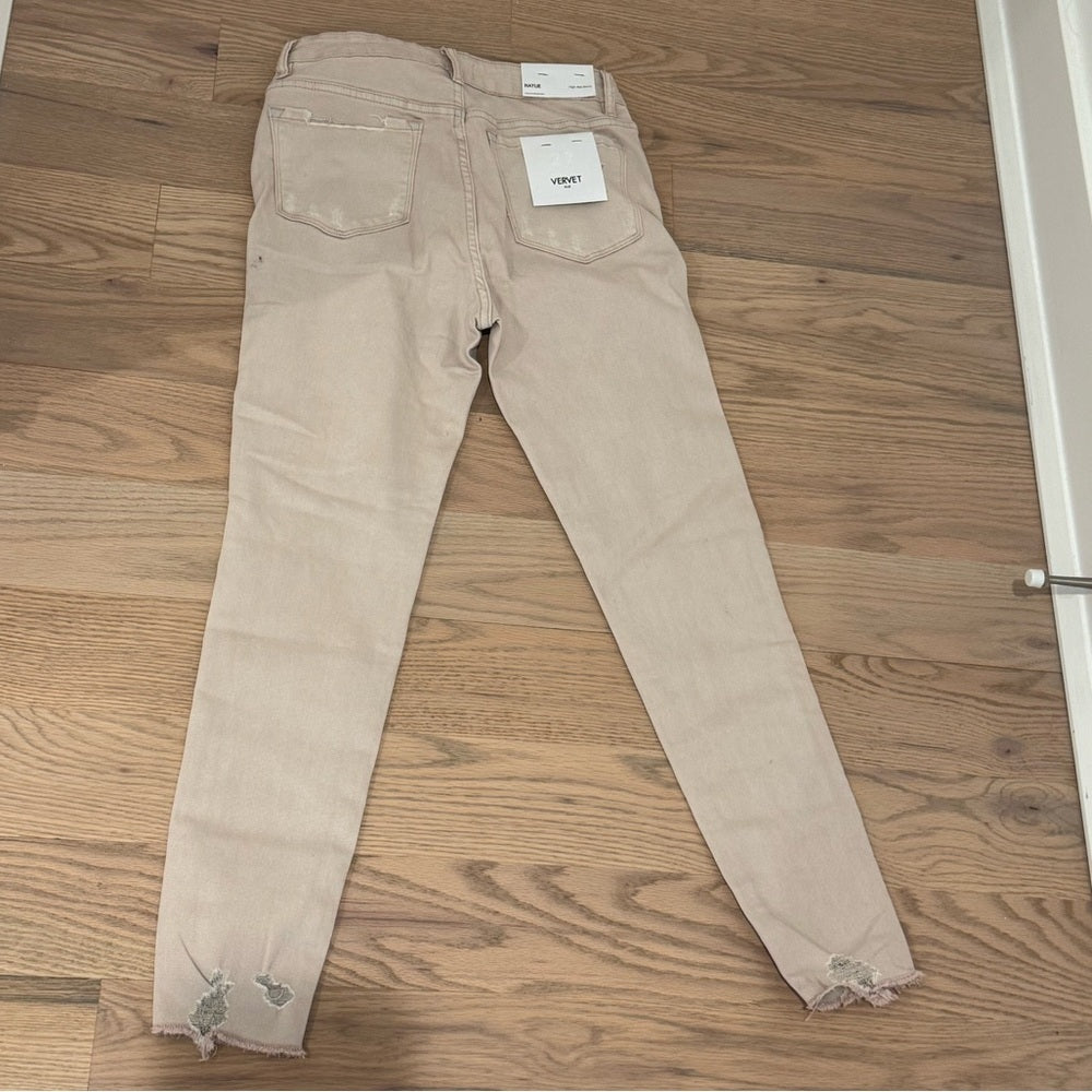 NWT VERVET BLUE JEANS - HAYLIE High Rise Skinny Light Pink Color Size 27