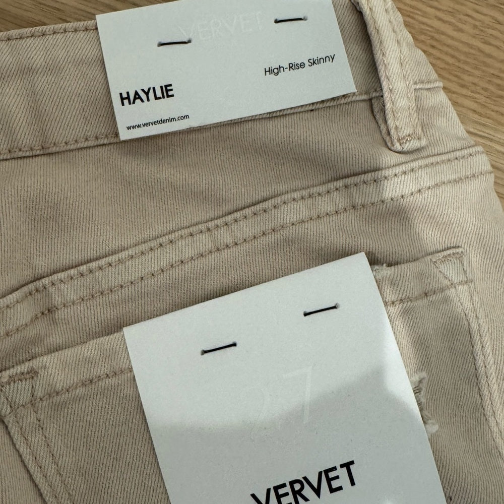 NWT VERVET BLUE JEANS - HAYLIE High Rise Skinny Light Pink Color Size 27