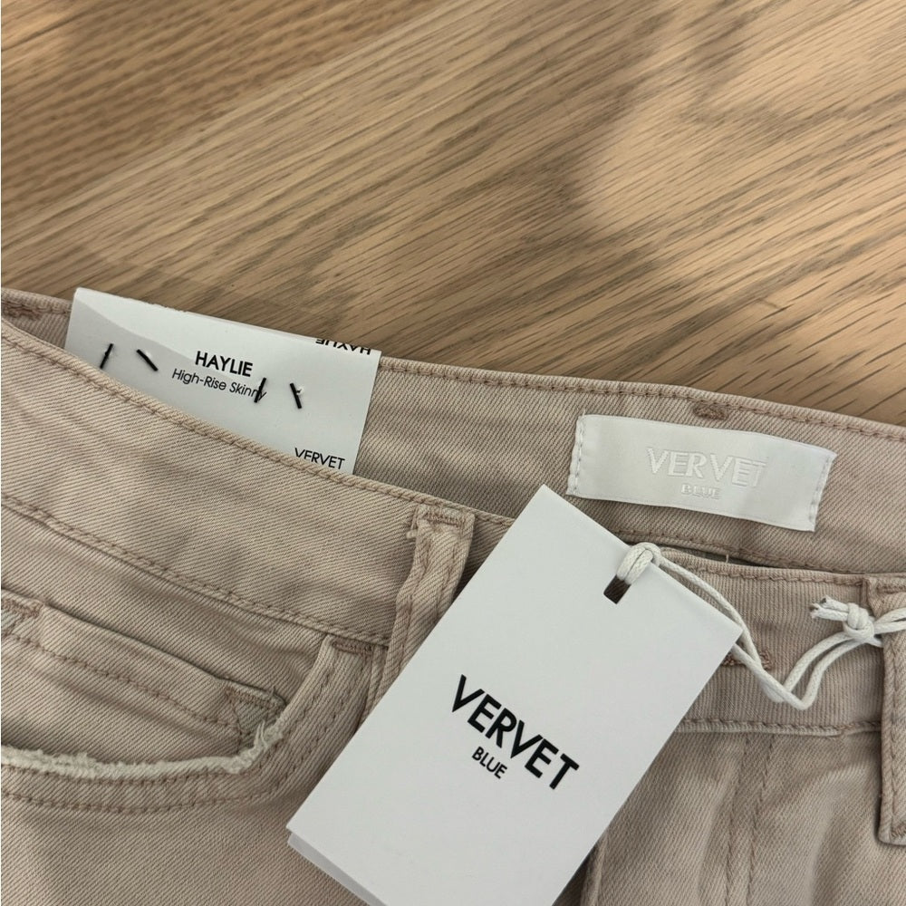 NWT VERVET BLUE JEANS - HAYLIE High Rise Skinny Light Pink Color Size 27