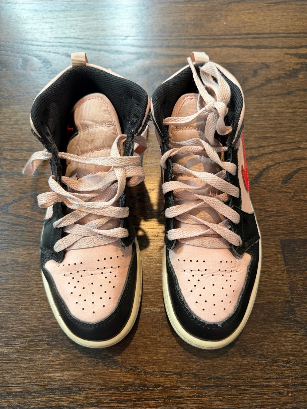 Nike Girls Black, Light Pink & Red High-Top Sneakers Size 2.5