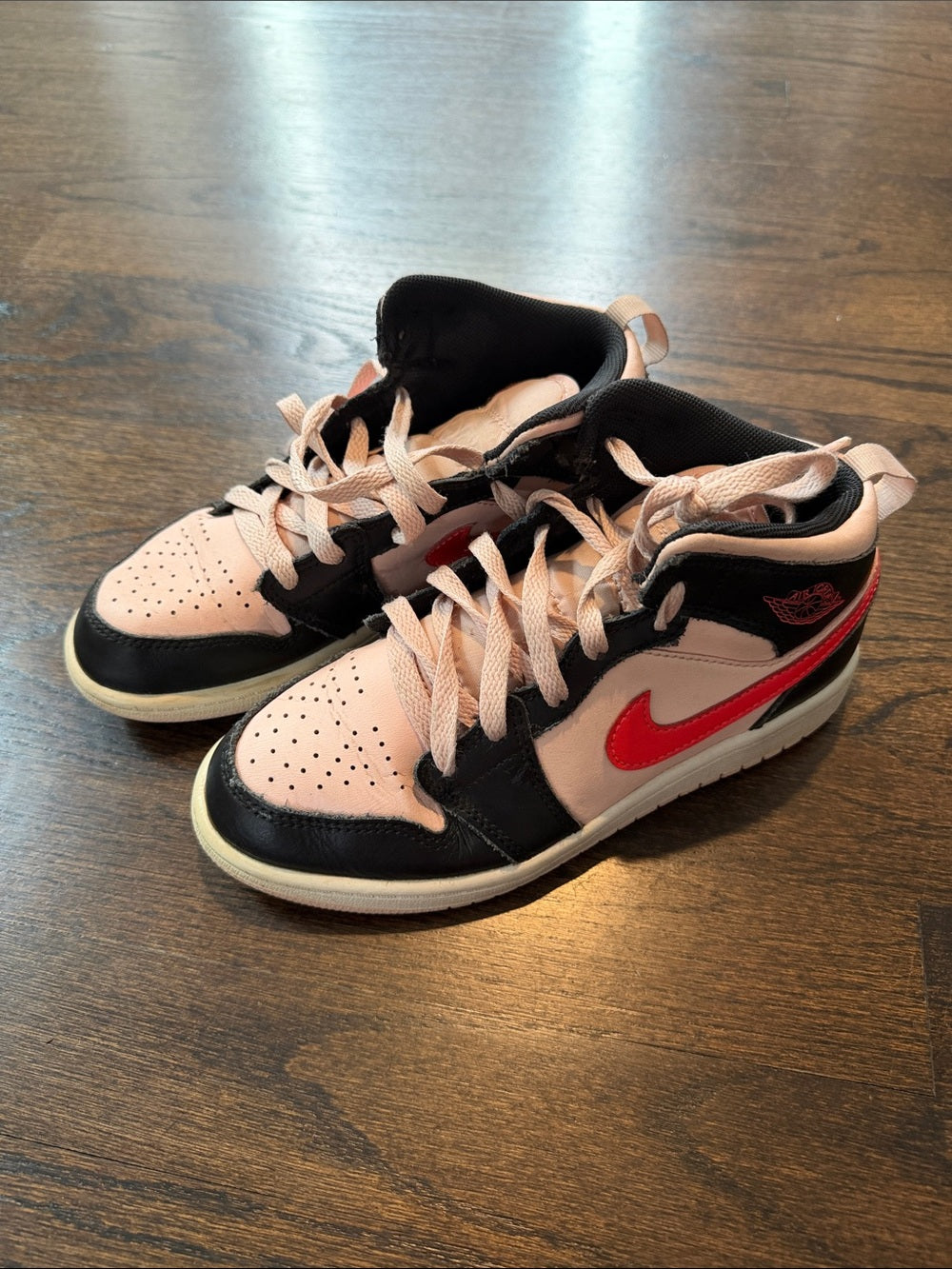 Nike Girls Black, Light Pink & Red High-Top Sneakers Size 2.5
